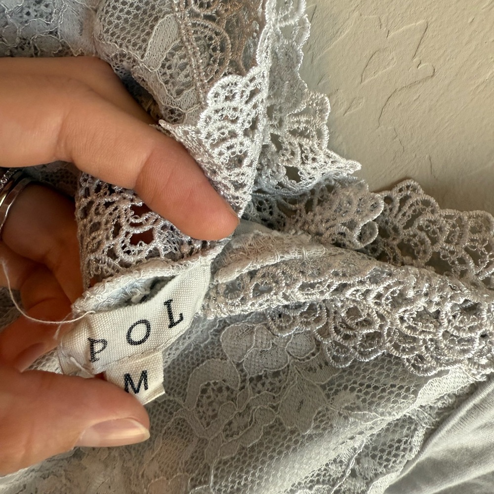 POL Gray Ruffled Lace Tank Top - Picture 4 of 4